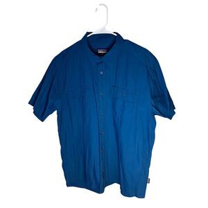 Patagonia Men's XL Blue Short Sleeve Button-Up Shirt UPF 50 Casual